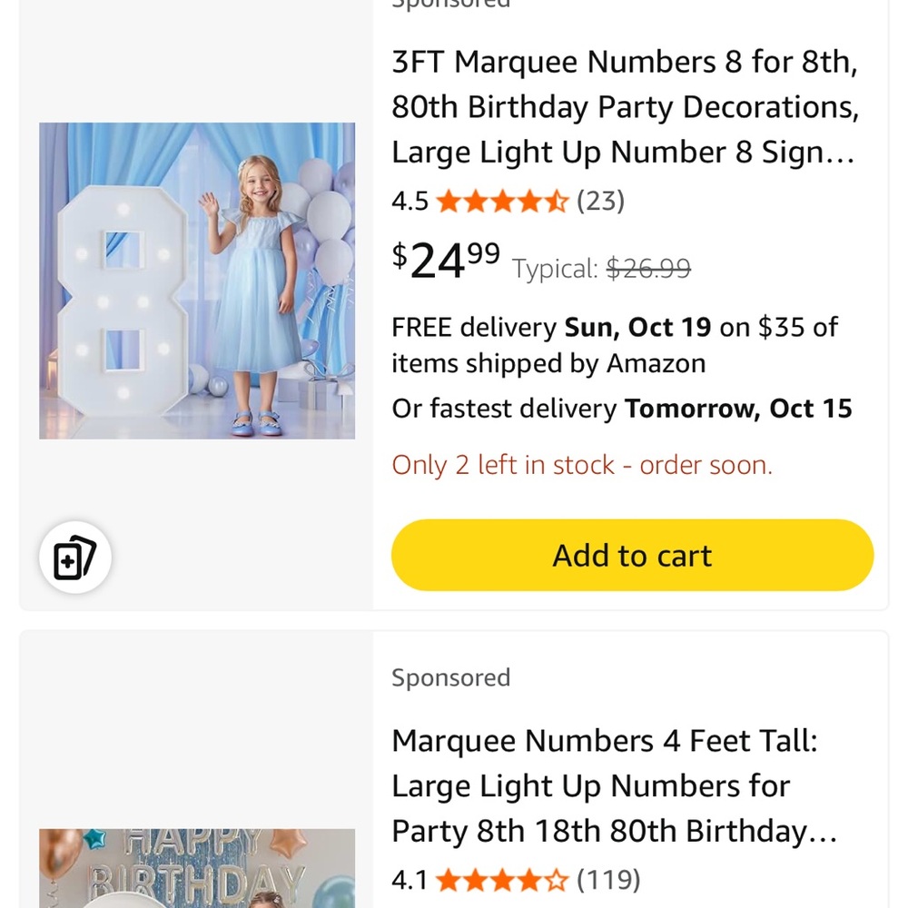 3FT Light Up Number 8 Sign - White